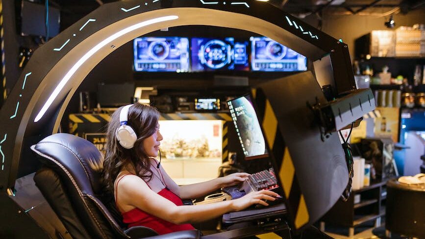 woman playing computer game
